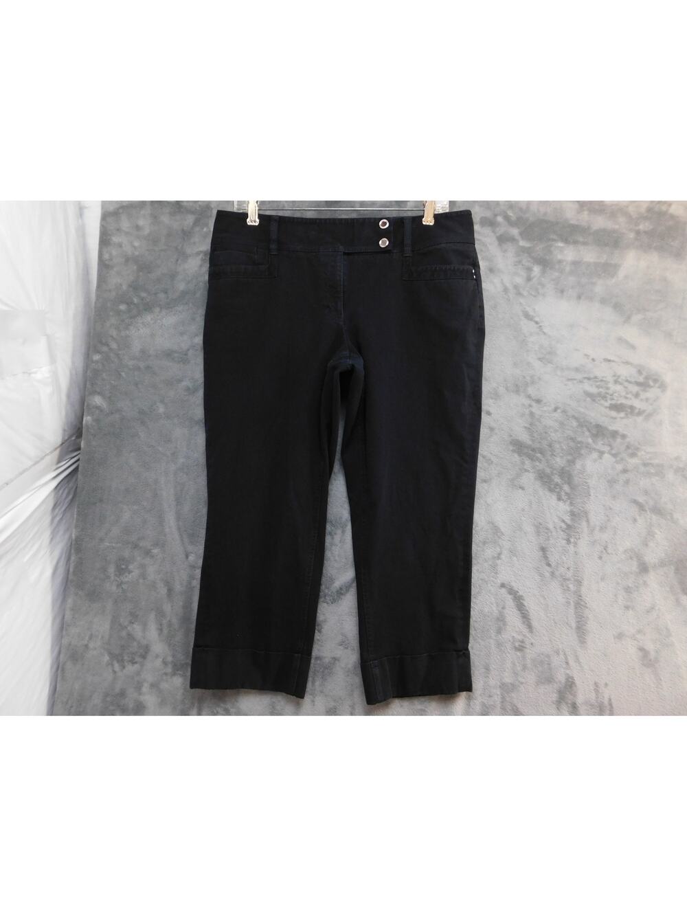 White House Black Market Capri Pants Womens 12 Black Slim Twill Stretch Cropped